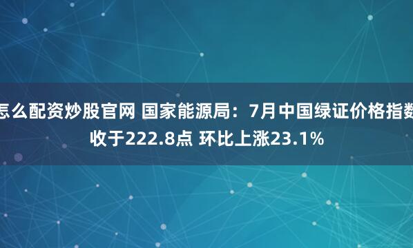 怎么配资炒股官网 国家能源局：7月中国绿证价格指数收于222.8点 环比上涨23.1%